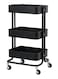 Generic - 3-Tier Utility Cart Storage Rack With Wheels Black