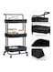 Roman Gifts - 3-Tier Utility Cart Rolling Storage Shelf With Handles 2 Lockable Wheels Black 86X42X30Centimeter
