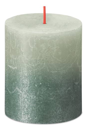 Bolsius Rustic Pillar Candle, Foggy Green &amp; Oxid Blue, 80/68mm