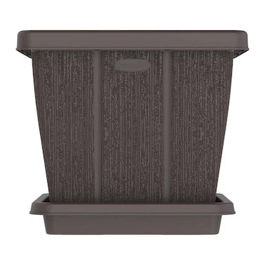 Cosmoplast Cedargrain Square Planter With Tray Dark Brown 30L