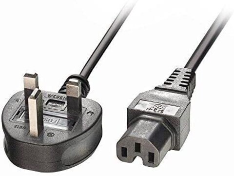 DKURVE&reg; C15 Kettle Power Supply Adapter Cord Mains Cable Lead UK Plug with Notch - IEC Socket for Cisco Switches, PC, Monitor Server 3M