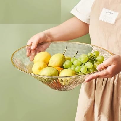 Atraux Set Of 2 Textured Clear Round Fruit Bowls With Gold Rim