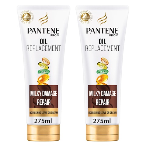 Buy Pantene Pro V Milky Damage Repair Oil Replacement for Damaged Hair Leave In Conditioner 275ml Pack of 2 in UAE