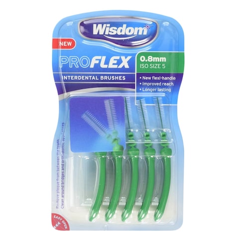 Wisdom Proflex Interdental Brushes 0.8mm 5 Pieces Green