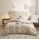 Luna Home Single Size 4 Pieces Bedding Set, Washable Cotton Light Beige Color