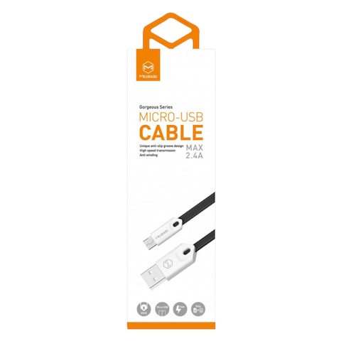 Mcdodo CA-0833 Gorgeous Data Sync And Charging Micro USB Cable 2.4A 1m Black