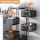 Jjone Multi-Layer Kitchen Storage Shelf, Rotatable Kitchen Fruit Vegetable Storage Basket, Square Kitchen Storage Rack Floor Standing, (5Layer, Square)