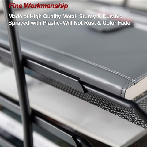 Generic Stackable Document Tray, 4-Tier Sliding Drawer Case File Rack Desk Stationery Holder Organizer Wide Entry Stacking Sorter For Office Home, Black