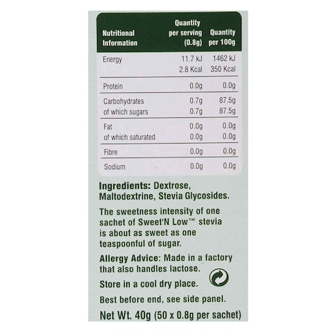 Sweet&#39;N Low Sugar Stevia Sweetener 80g