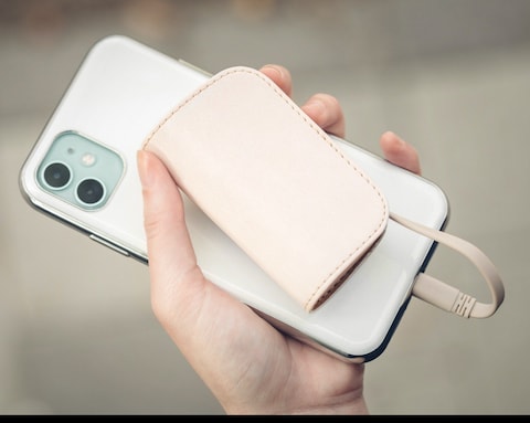Moshi IonGo 5K Power Bank 5000mAh with Built-in USB A &amp; Lightning Cable [MFi-Certified], Lightweight Portable Battery, Premium Vegan Leather with Magnetic Closure - Ivory White