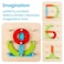 HOONEW Wooden Letter Number Sorter Puzzle Construction Activity Set Educational Preschool Geometric Board Toys Shape Color Recognition Pegboard Learning STEM Toy Gift for Toddler Boys Girls