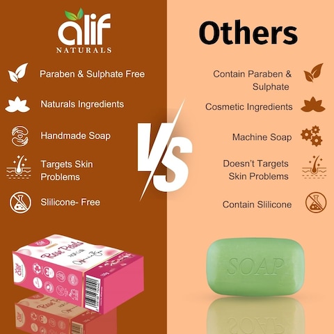 Alif Naturals Green Apple Organic &amp; Handmade Soap Cleanser - Nourished And Radiant Skin - Rich In Vitamin A, E And C - 125g Each (Pack Of 3)