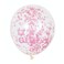 Unique- Its A Girl Clear Balloon With Pink Confetti 6pcs 12in