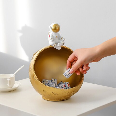 Nordic Style Resin Astronout Figurine Ornaments Home Decoration Resin Craft Living Room Storage Jewelry Candy Tray