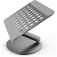 Powerology 360 Foldable Aluminum Stand: Universal Laptop &amp; Tablet Holder (Upto 16&quot;) With Wide Silicon Pad - Grey
