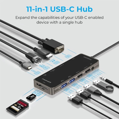 موزع USB-C متعدد المنافذ فائق السرعة مع توصيل طاقة 100 واط