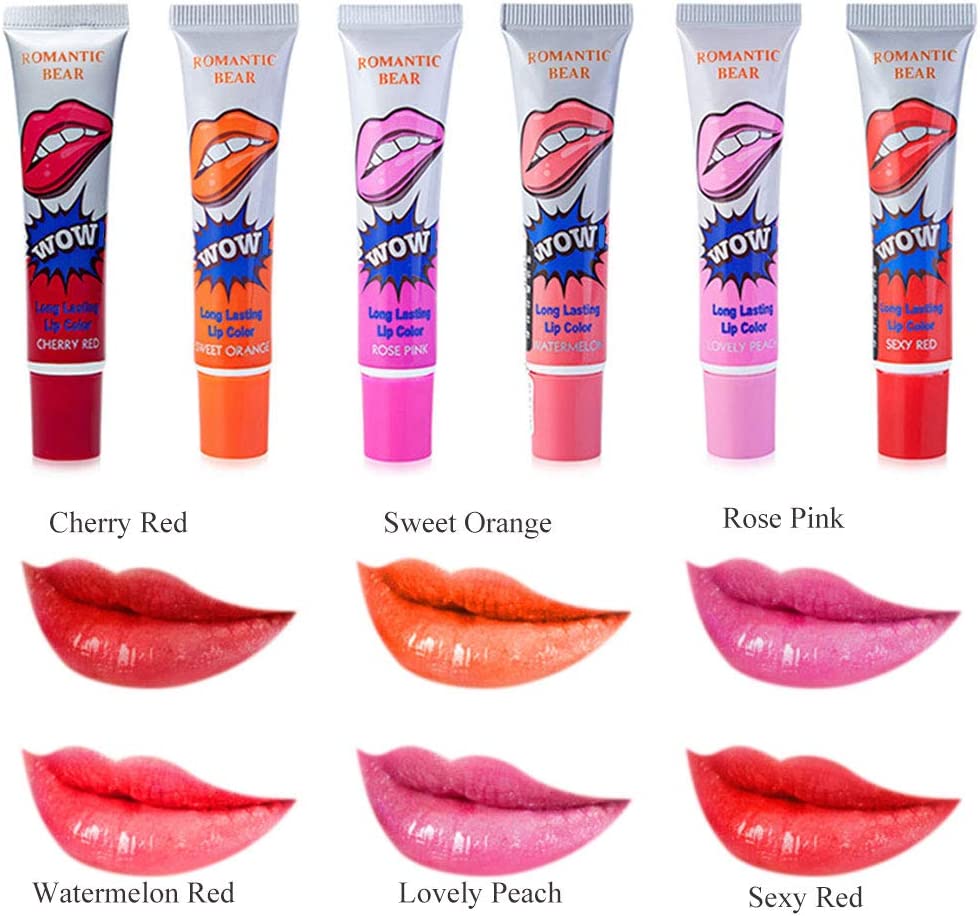 Romantic bear 6-Piece Peel-Off Lip Gloss Mask Tint Pack - (Multicolour)