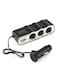 Outad - Universal 3 Way Car Charger With Cigarette Lighter Black