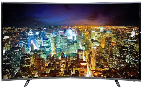 دانسات شاشة تلفزيون عاديه منحنية مقاس 55 بوصة، عالية الوضوح بالكامل 4K، مداخل يو إس بي، اتش دي، صوت وصورة مع ريموت للتحكم عن بعد