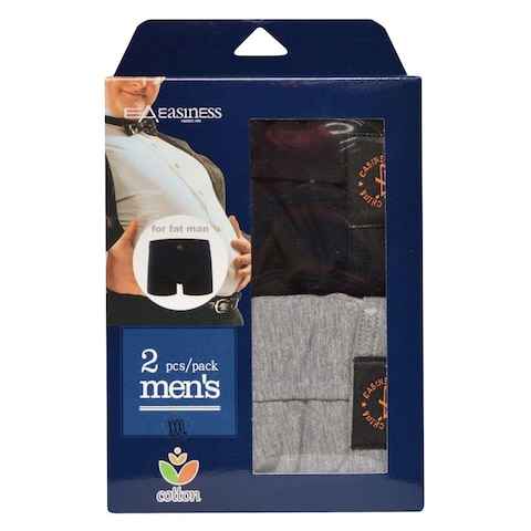 Easiness 201713 Oversized Boxers For Men XXXL 2 Pieces Grey/Black