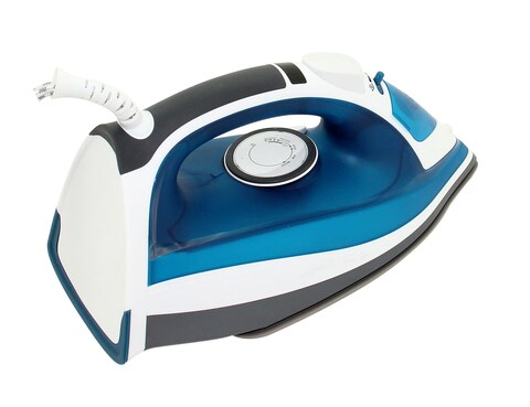 Sonashi Electric Steam Iron with Ceramic Soleplate/Anti-Drip/Anti-Calc/Auto Shut-Off/LED Display and Self-Clean Function, 100% Active Steam Holes - Scratch-Resistant 2400 W SI-5075C Deep Blue/White