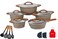 Dessini 17-Piece Non Stick Granite Cookware Set 20/24/28/32cm Casserole, 28cm Shallow Casserole - PFOA Free