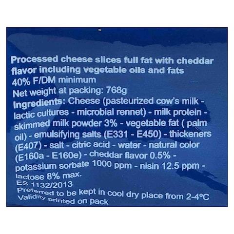 Teama Milk Full Fat Processed Spread Cheddar Cheese Slices - 48 Pieces