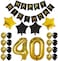 Beauenty - 40Th Birthday Party Decorations Kit - 35Pcs/Pack Happy Birthday Foil Balloons, 40 Number Balloon Gold, Balck Gold And White Latex Balloons,Perfect 40 Year Old Party Supplies