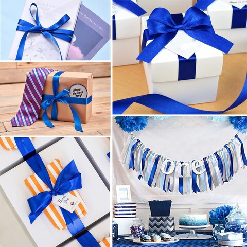 Cobalt Blue Satin Ribbon, 12mm x 25yd Fabric Polyester Ribbon for Gift Wrapping, Party Favors, Wedding Decorations, Bow Making, Bouquets, Sewing Projects &amp; Craft Supplies