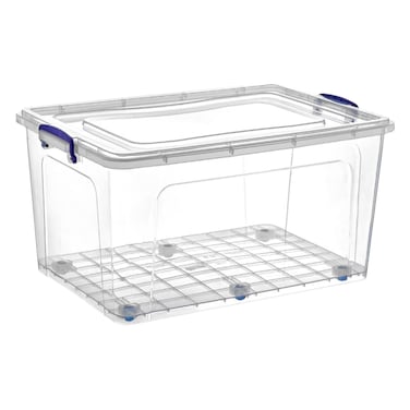 Dunya 30168 Rectangle Storage Box 80L Blue/Clear