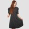 KIDWALA Size M, Women'S Short Floral Print Dress, Puff Sleeves Black Dress, Elbow Sleeve Length, Tear Drop String Back Neckline With Front Round Neckline, Evening Ladies Dress