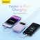 Baseus 10000 mAh Portable Charger Power Bank, Fast Charging Portable Phone Charger With Built-In Lightning And Usb-C Output Cable, Led Display Battery Pack For Iphone Samsung Android Pixel Ipad Purple