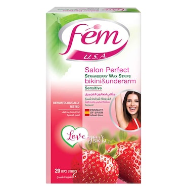 FEM WAX STRIPS S/SKIN S/BERRY 20&#39;S