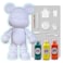 COOL BEAR COIN PIGGY BANK FIGURE (9 inch - 23 cm) ACRYLIC DRIP POUR PAINT COMPLETE KIT, Colors: Blue-Green, Lemon-Yellow, Orange. Acrylic Rich Pigments Fluid Flow Paint, Arts and Crafts.