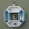 Wooden Pared Hexagon Floating Wall Shelf with 4 Shelves
