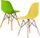 Dining Chairs, Modern Kitchen Dining Side Chair, Casual Shell Chair, Eames Style Chair, Plastic Chairs with Wooden Legs, for Home Office Hotel Bistro Cafe Restaurant, Set of 2 (Green&amp;Yellow)