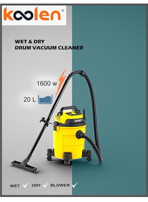 Koolen Vacuum Cleaner 20 Liters, Barrel, Wet And Dry, 1600 Watts, 806.101.006