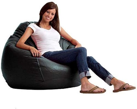 PVC Leather Bean Bag, Black, 4.5kg/H60 x W80 x D50 cm