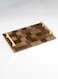 Lowha Decorative Acrylic Serving Tray With Gold Metal Handles And Fabric Pattern Design 20x30 cm