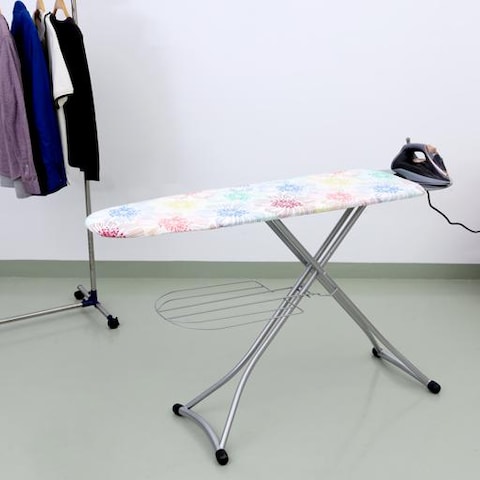 Contemporary Lightweight Iron Board with Steam Iron Rest, Cotton Pad  Heat Resistant Pad    Adjustable Height and Lock System
