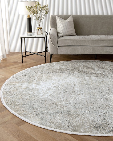 Jacob Ashton 300 cm (Round) Carpet Knot Home Designer Rug for Bedroom Living Dining Room Office Soft Non-slip Area Textile Decor