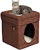 Midwest Homes For Pets 137-BR "The Original" Curious Cat Cube, Cat House/Cat Condo In Brown Faux Suede &amp; Synthetic Sheepskin