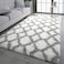 Generic Comeet Ultra Soft Fuzzy Rugs For Bedroom Fluffy Geometric Carpet, White And Grey Plush Shaggy Rug For Living Room, Home Decorative Thick Comfy Area Rug For Kids Room Dorm, 4X5.9 Feet