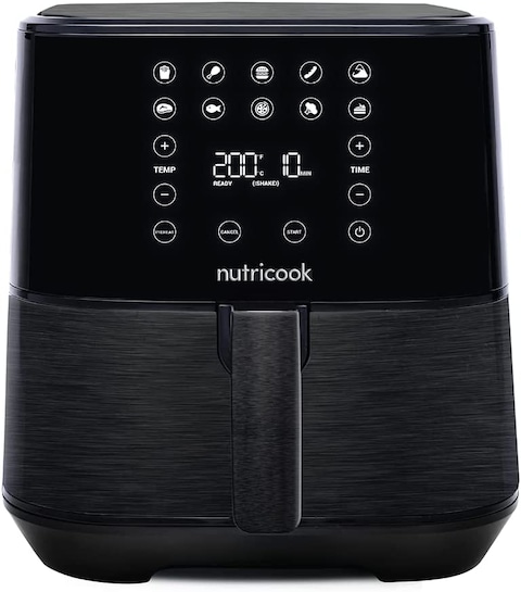 Nutricook Air Fryer 2, 1700 Watts, Digital Control Panel Display, 10 Preset Programs With Built-In Preheat Function, 5.5 Liter Black, 2 Years Warranty, Af205K