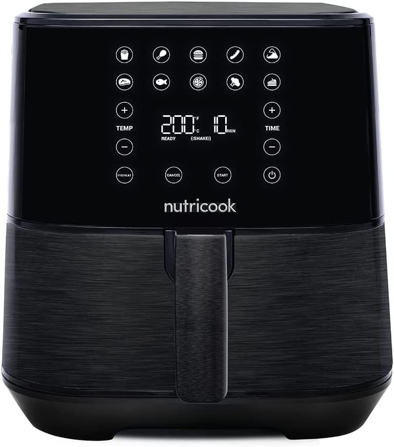 Nutricook Air Fryer 2, 1700 Watts, Digital Control Panel Display, 10 Preset Programs With Built-In Preheat Function, 5.5 Liter Black, 2 Years Warranty, Af205K