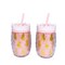 2-Piece Pineapple-Shaped Drinkware Tumbler for Cold Beverages with Reusable Straw Light Pink 450ml each