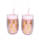 2-Piece Pineapple-Shaped Drinkware Tumbler for Cold Beverages with Reusable Straw Light Pink 450ml each