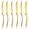 Lemeya 6 Pieces Steak Knives Set of 6,Stainless Steel Standing Steak Knife,Ultra-Sharp Serrated Steak Knives-10 Inch,Mirror Polished,Dishwasher Safe(6, Gold)