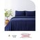 Luna Home King Size 6 Pieces Premium Satin Stripe Duvet Cover, Dark Blue