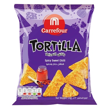 Carrefour Spicy Sweet Chilli Tortilla Chips 23G